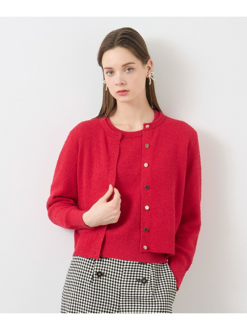 【SALE／40%OFF】ネップスムースクルーネックカーディガン ANAYI アナイ トップス カーディガン レッド ネイビー ホワイト【RBA_E】【送料無料】[Rakuten Fashion]