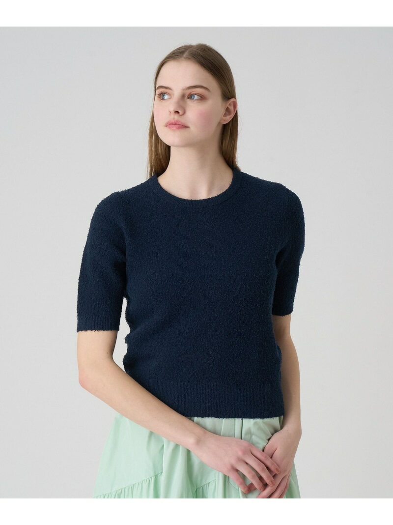 乐天商城 - 【SALE／50%OFF】ネップスムース5分袖 プルオーバー ANAYI アナイ トップス ニット レッド ホワイト ネイビー【RBA_E】【送料無料】[Rakuten Fashion]