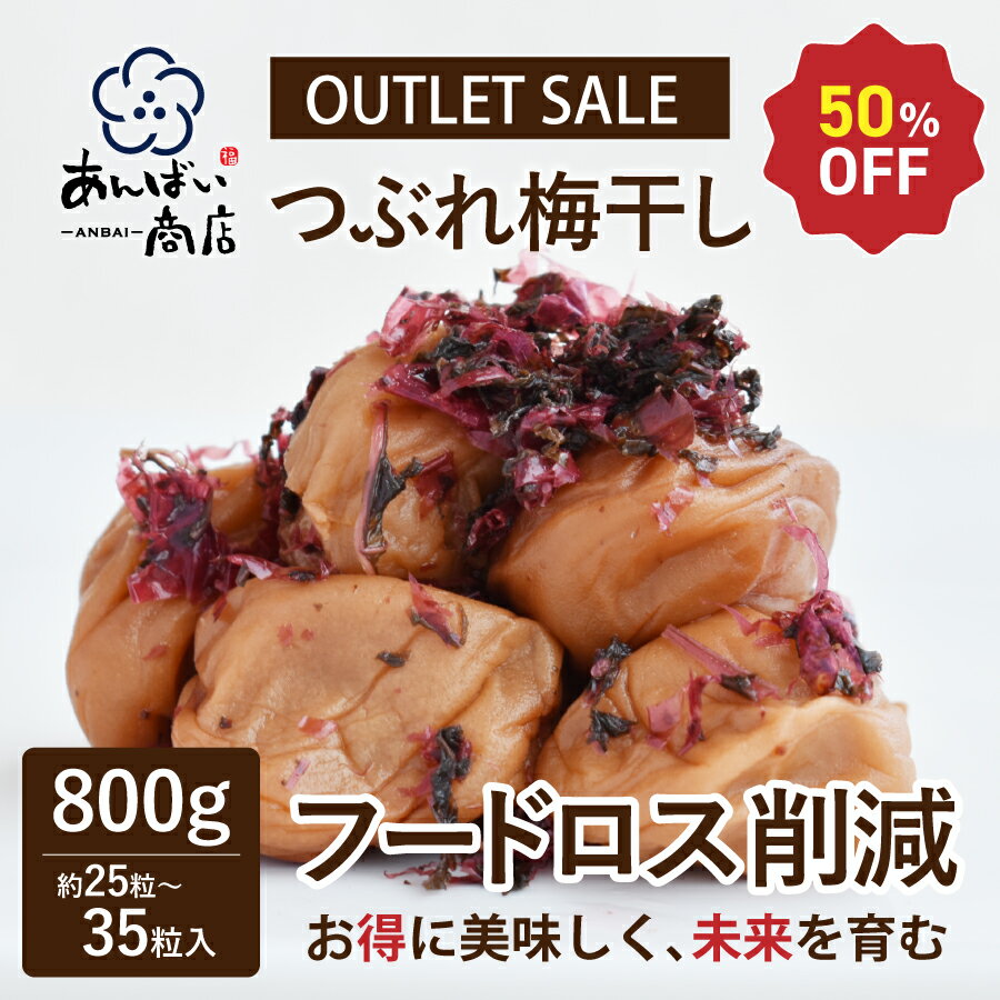 【アウトレットセール！50％OFF】お一人様1点限り OUTLET 訳あり 紀州南高梅 賞味期限間近でお得！（6/11）つぶれ梅 減塩 梅干し 800g フードロス削減 エコ かつお梅　鰹節 紫蘇 国産 和歌山県産 免疫力アップ 疲労回復 塩分補給 おかず お弁当 スペシャルプライス 送料無料のサムネイル