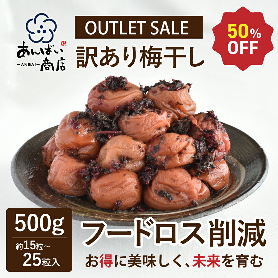 【アウトレットセール！50％OFF】お一人様1点限り OUTLET 訳あり 紀州南高梅 賞味期限間近でお得！（6/15）減塩 梅干し 500g フードロス削減 エコ かつお梅（塩分10％）鰹節 紫蘇 国産 和歌山県産 免疫力アップ 疲労回復 塩分補給 おかず お弁当 スペシャルプライス 送料無料のサムネイル