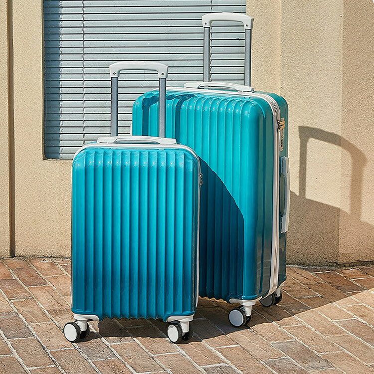 スーツケース Mサイズ 62L 大容量 フロントオープン 5-7泊 m コンパクト グラデーション キャリーバッグ おしゃれ 旅行バッグ トランクケース 便利 キャリーケース 修学旅行 無地 レディース メンズ 白 安い anbiento6789-10001133 アンビエント サンプル画像3