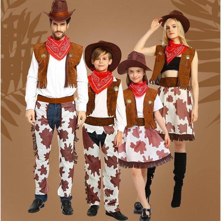 カウボーイ 大人コスプレ上下セットアップ ハロウィン ウェスタン 仮装 コスチューム4点セット西部劇衣..