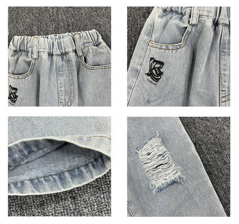 [24 años de vestir de primavera, puntos 10 veces] Pantalones de denim chicos jeans ropa infantil ropa infantil vestir de primavera, vestir de otoño, pantalones botus azul claro 90cm 100cm 110cm 120cm 130cm 140cm Corea del Sur Overseas relajado cool despejado despejado casual jardín de acogida de la escuela acostumbrado salir deporte envío gratuito 24 años nueva — vista 2
