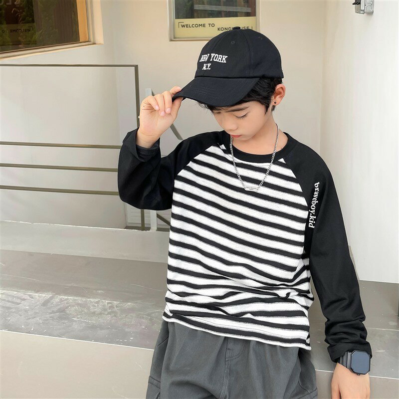 キッズ トレーナー スウエット 子ども服 ストライプ 縞模様 グリーン ブラック カ...