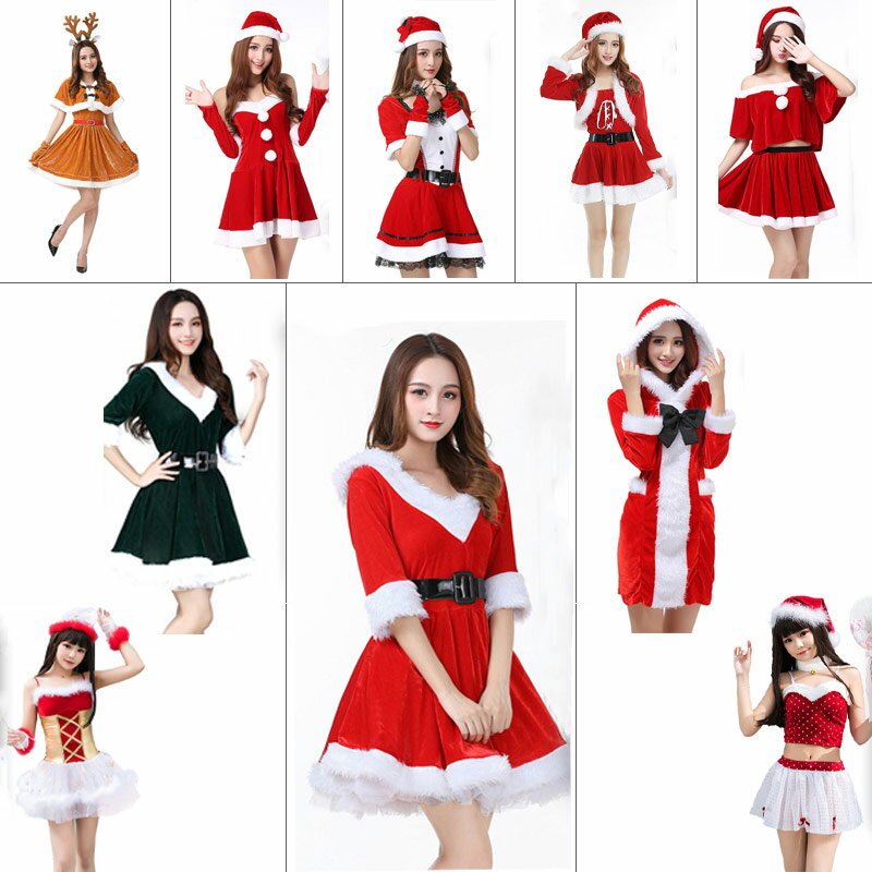 クリスマス コスプレ サンタ トナカイ レディース セクシー コスチューム サンタクロース 衣装 仮装 10仕様 選べる オフショル 襟付き ワンピース 可愛い フルサイズ イベント パーティー クリスマス特集 送料無料