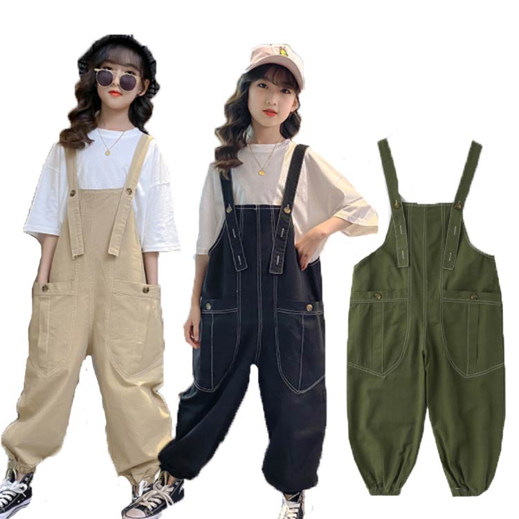 韓国子供服 オーバーオール サロペット キッズ 女の子 オーバーオール ロングパンツ 子供服ボトムスサロペッ 夏 カジュアル オーバーオール 無地 シンプル 可愛い 子供服 サロペット ダンス衣装 キッズ ヒップホップ 子供HIPHOP衣装 120 130 140 150 160 170