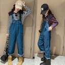 サロペット パンツ　2点セット オーバーオール 子供服　デニムパンツ キッズ サロペット　子供服 デニムサロペット 春 秋 キッズ ジュニア デニムパンツ 女の子 ボトムス オーバーオール ロングパンツ 子ども服 ズボン ジーンズ 120 130 140 150 160cm