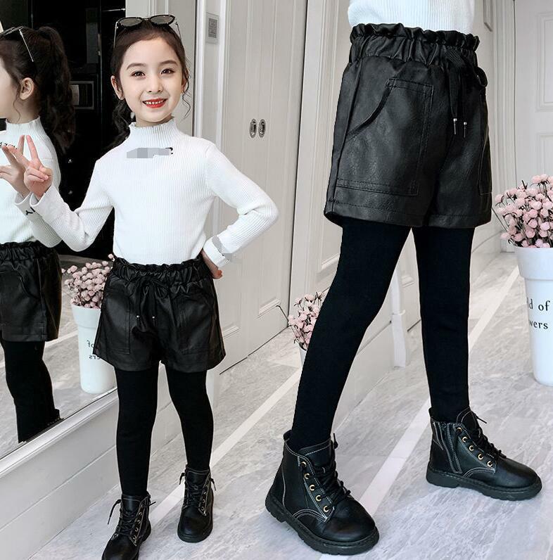 春 秋 冬 キッズ ファッション レザーパンツ レザー ショートパンツ 女の子 子供 キッズ ジュニア 個性 レギンス フェイクレザー パンツ 女の子 子供服 キッズ 美脚効果 ブラック ストレッチ 伸縮性 ダンス衣装 ヒップホップ ガールズ 脚長効果 インナーパンツ