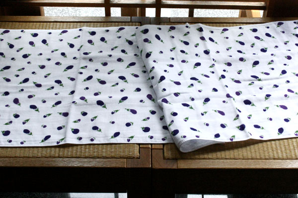 ガーゼタオル「ナス 紺」茄子／なす／野菜／小紋／レトロのサムネイル