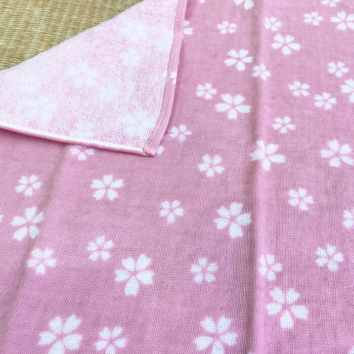 ガーゼハンカチ「桜 薄ピンク」さくら／サクラ／花柄／和柄／小紋
