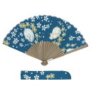 【2025年新作】手ぬぐい扇子「さくらねこ 藍」桜/和柄/猫/ネコ/布製/ケース付き/ギフト
