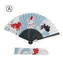 手ぬぐい扇子「江戸金魚づくし 水色」布製/ケース付き/ギフト/粋/金魚/きんぎょ