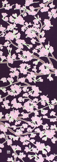 【2021年再入荷】手ぬぐい「桜の花 地紫」さくら／サクラ／Cherry Blossoms／花見／春／てぬぐい