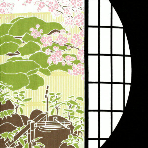手ぬぐい「春障子越し」日本庭園／桜／サクラ／さくら／和風／てぬぐい