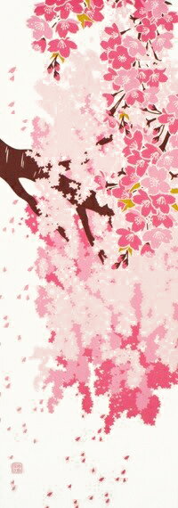 【2024年再入荷】手ぬぐい「こぼれ桜」さくら／サクラ／Cherry Blossoms／花見／横柄／春／てぬぐい