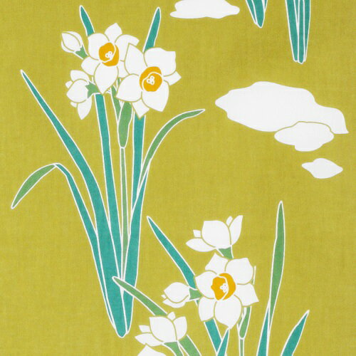 手ぬぐい「雪中花 芥子（からし）」マスタード／水仙／スイセン／上品／てぬぐい