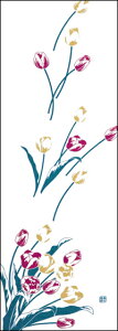 手ぬぐい「春のチューリップ マジェンタ」tulip／花束／赤／てぬぐい
