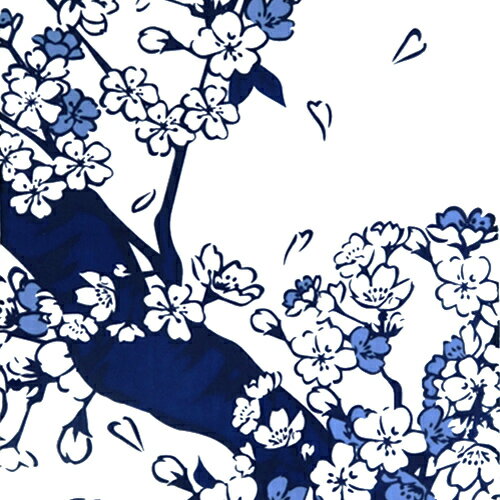 手ぬぐい「染付 桜」さくら／サクラ／春／ブルー／紺／青花／染付／てぬぐい