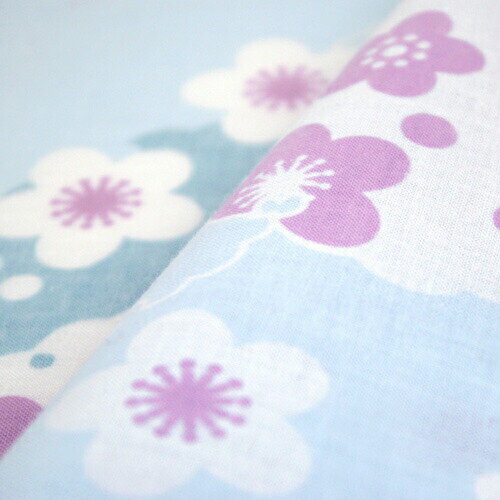 手ぬぐい「梅雪輪 水色」ブルー／うめ／ウメ／梅春／日本／和柄／てぬぐい