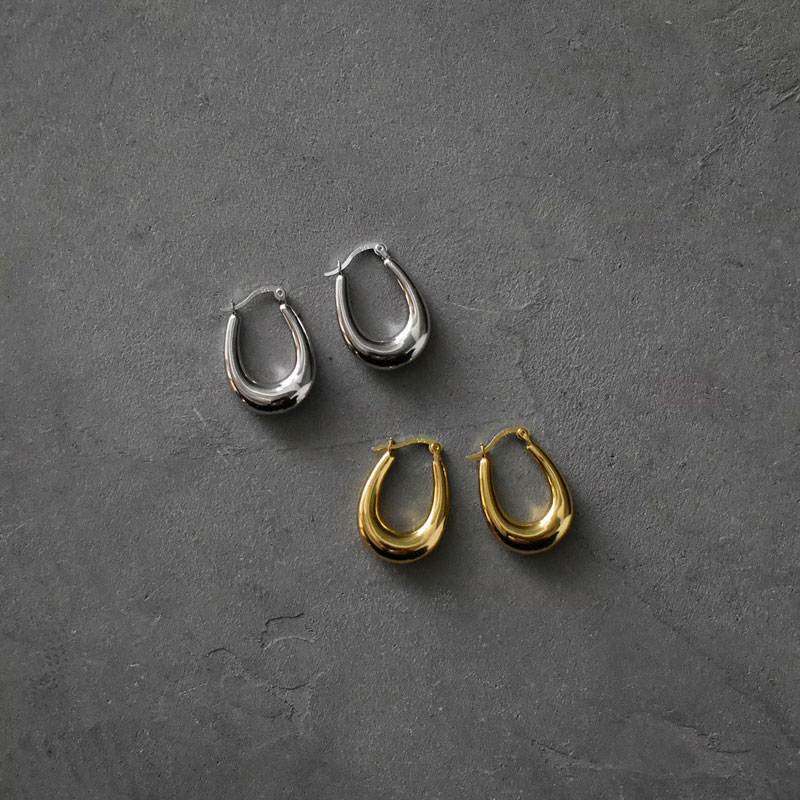 【a n c e】SV925 Drop Hoop Pierce