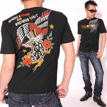 【初売り】超ポイントバック祭開催中★1月4日より順次出荷致します★BLOOD MESSAGE EAGLE 半袖 Tシャツ BLST-1020 ブラッドメッセージ タトゥー エフ商会 メンズ【0604SS-F】 キャッシュレス ポイント還元