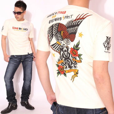 【初売り】超ポイントバック祭開催中★1月4日より順次出荷致します★BLOOD MESSAGE EAGLE 半袖 Tシャツ BLST-1020 ブラッドメッセージ タトゥー エフ商会 メンズ【0604SS-F】 キャッシュレス ポイント還元