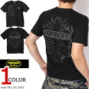 マラソン期間中!使えるクーポン発行中★VANSON バーニングボーン 半袖Tシャツ NVST-2518 バンソン 刺繍 ワッペン