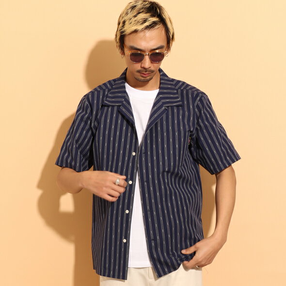 (ローター) ROTAR Dobby Striped Open Collar Shirt rt2434013