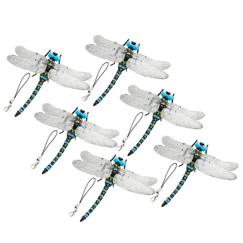 【6個セット】オニヤンマ 虫除け 12cm ブルー リアル フィギュアトンボ おにやんま 昆虫 安全ピン付き虫よけ 蜂よけ 玄関 キャンプ 登山 釣り