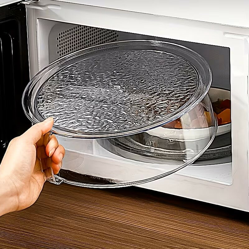 【耐熱200℃】電子レンジ フードカバー アクリル 透明 プラスチック スタッキング 洗える 耐熱 ふた 蓋 取っ手付き 防塵カバー 飛び散り防止 電子レンジカバー レンジカバー レンジフード ラップ代わり 油はね防止 汚れ防止 キッチン用品 便利グッズ 電子レンジ用ふた