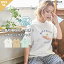 【10%OFF】【クーポン利用で2960円】ロゴTシャツ / 公式 CUBE SUGAR OE天竺 抗菌加工 ロゴプリント Tシャツ (3色): アメカジ レディース トップス Tシャツ カットソー プルオーバー 半袖 クルーネック 犬 サーフ イラスト カジュアル キューブシュガー 3,960円