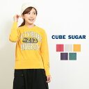 CUBE SUGAR ミニ裏毛古着風プリントビンテージ加工クルースウェット(5色)【レディース】【キューブシュガー】