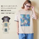 【春夏新作】グラフィックTシャツ / 公式 CUBE SUGAR 32/-OE天竺 花柄 メッシュ 袖切替 グラフィック Tシャツ(3色): アメカジ レディー...