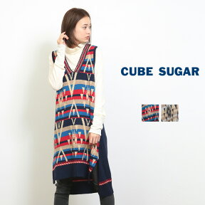 CUBE SUGAR ラムウール ノースリーブワンピース(2色)【キューブシュガー 】