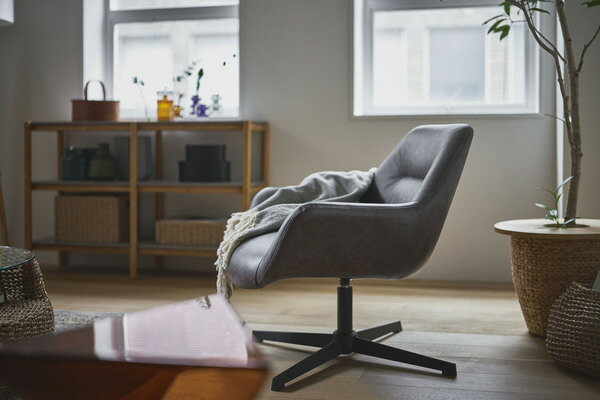 東谷 LUNGE CHAIR ラウンジチェア パーソナルチェア 回転式 クロスレザー生地