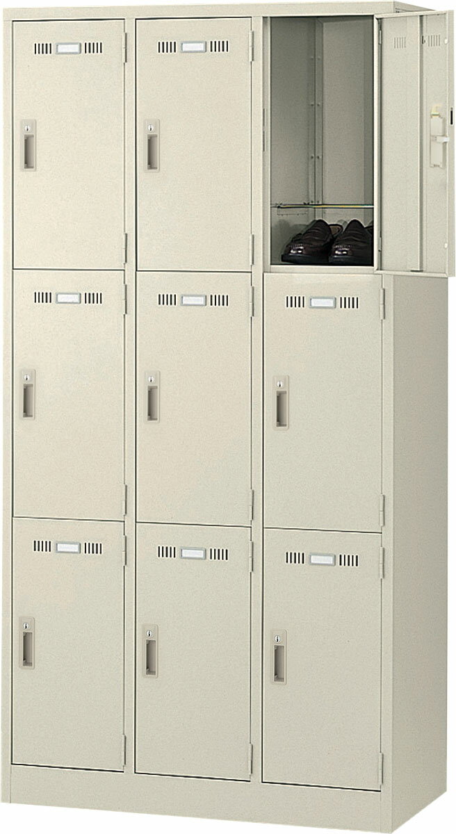 【ポイント10倍★エントリーで全員 スーパーセール限定】生興 SLK-9 3列3段 9人用ロッカー ニューグレー 更衣室 オフィス 学校 工場 抗菌加工 スチール製 メラミン焼付 塗装 名札差し付