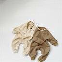 即納商品 ブラウン 73cm ベージュ 90cm 男の子 女の子 ゆるっとロンパース 韓国子供服 楽天ランキング入賞品