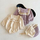 2カラー キッズ フリルレースロンパース 帽子付き 韓国子供服 66cm〜100cm