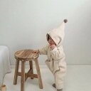 2カラー ベビー もこもことんがりフード付きロンパース 韓国子供服 66cm〜90cm