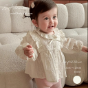 ベビー キッズ レースフリルブラウス 韓国子供服 73cm~120cm 秋 春 夏 女の子 シャツ ブラウス トップス 長袖 薄手 刺繍 リボン レース 上品 可愛い かわいい おしゃれ ボタン ゴム袖 お花 フラワー フローラル 花柄