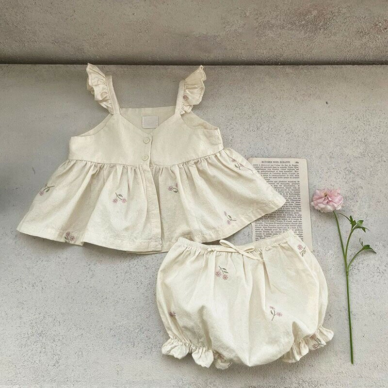 キッズ　ナチュラルフラワーセットアップ　韓国子供服　66cm〜90cmのサムネイル