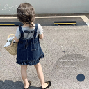 キッズ デニムオーバーオールスカート カットソー セット 韓国子供服 80cm〜130cm 80 90 100 110 120 130 デニム サロペット オー...