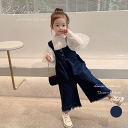 キッズ デニムオーバーオールパンツ 韓国子供服 73cm~140cm 70 80 90 100 110 120 130 140 サロペット オールインワン オーバーオール ワイド パンツ 切りっぱなし きりっぱなし フレア 女の子 ガール 春 夏 秋 冬 楽天ランキング入賞商品