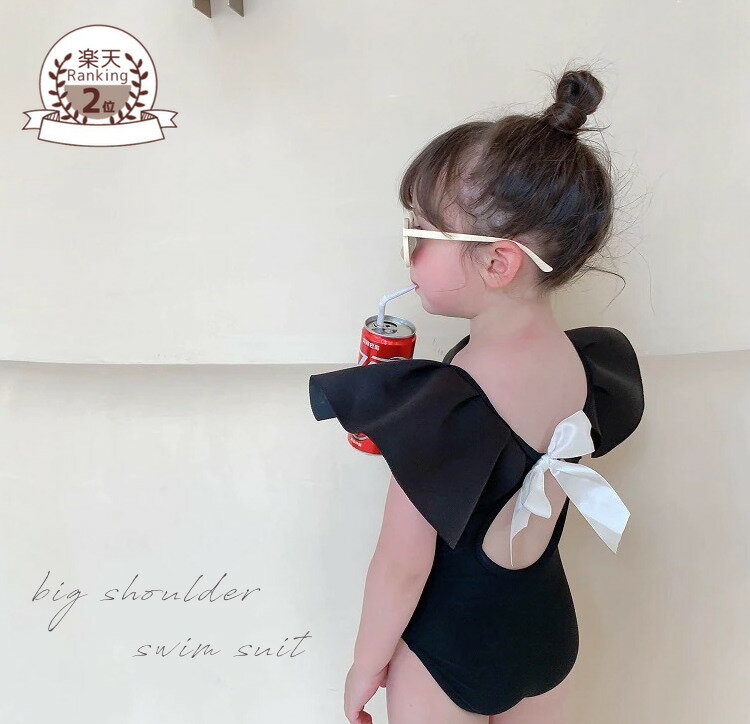 3カラー　キッズ　ビックショルダー水着　韓国子供服　90cm〜140cm　楽天ランキング2位入賞品のサムネイル