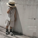 キッズ ノースリーブセットアップ 韓国子供服 80cm~110cm 80 90 100 110 短パン ハーフパンツ ショートパンツ ノースリーブ シャツ トップス 男の子 ボーイズ 夏 春 秋 ナチュラル 淡色 カーキ ベージュ コーデ 楽天ランキング入賞商品