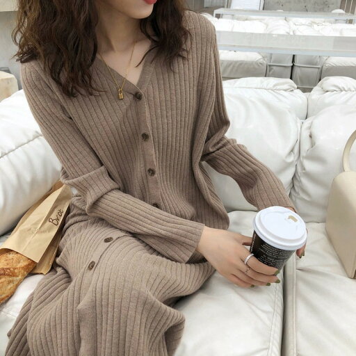 4カラー レディース Vネックニットワンピース 韓国レディース服 M〜XL 楽天ランキング入賞品 4カラー レディース Vネックニットワンピース 韓国レディース服 M〜XL 楽天ランキング入賞品