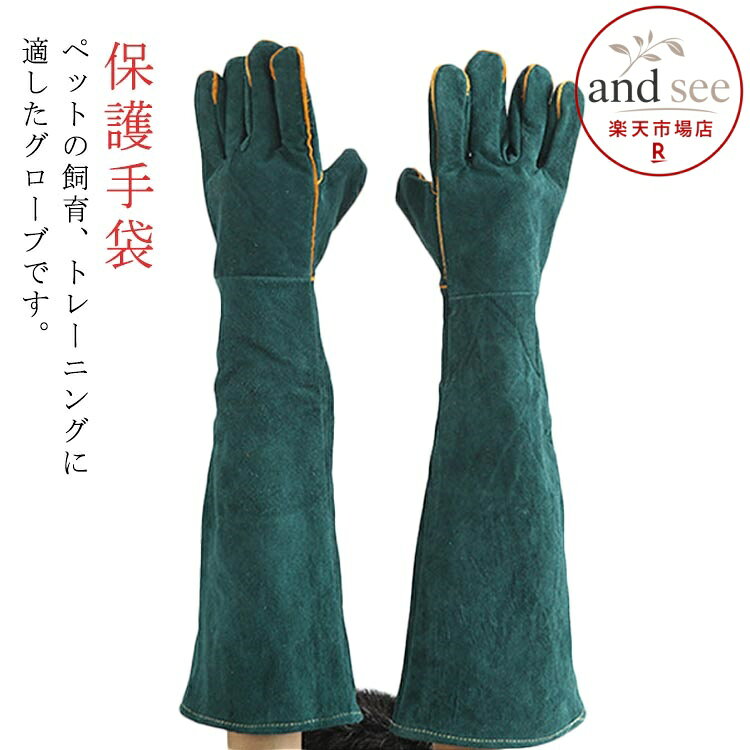 ペットグローブ 噛みつき 手袋 60 厚手 牛革製グローブ 飼育 園芸 虫刺され対策 保...