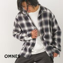 \OPEN記念クーポンで30%OFF/【OMNES】メンズオンブレチェックシャツ 長袖シャツ Mサイズ Lサイズ カジュアルシャツ 羽織り チェック柄 定番 HAPTIC ハプティック