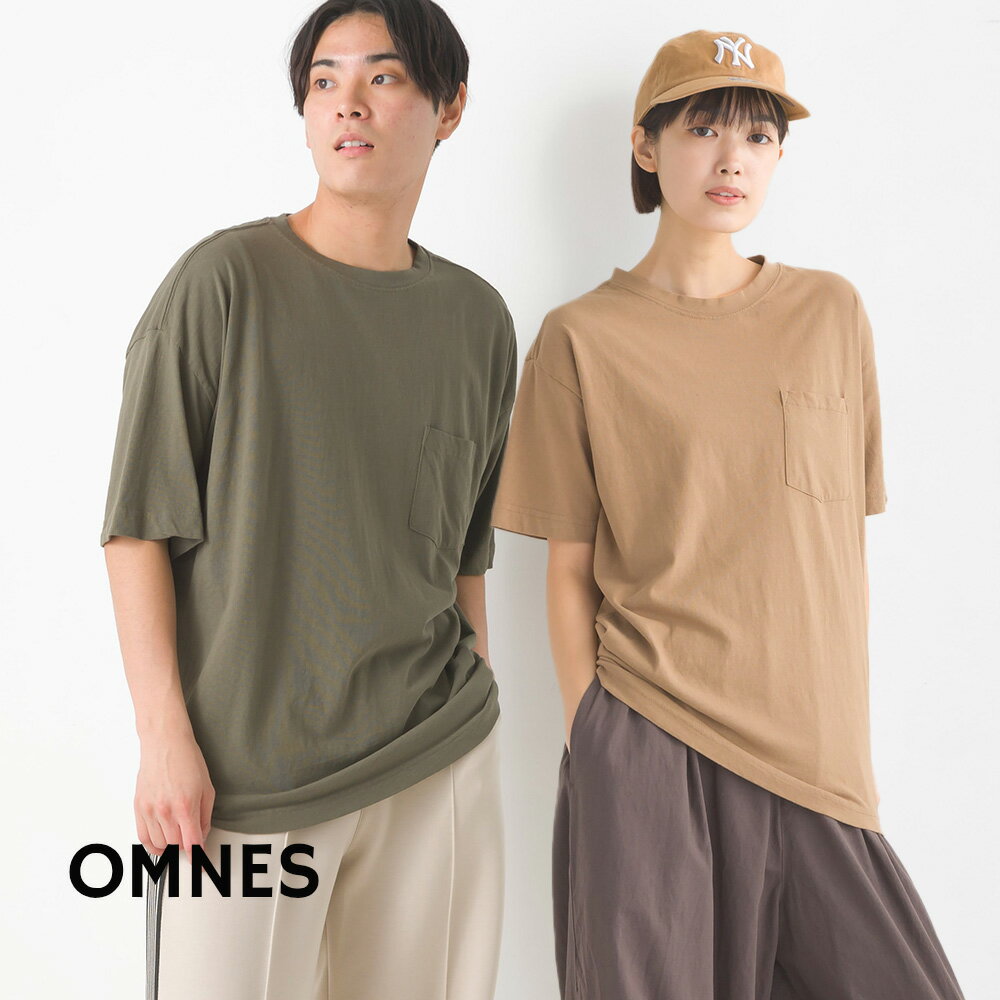 ＼OPEN記念クーポンで半額！50％OFF／【OMNES】ユニセックス 製品洗い ポケット付無地半袖Tシャツ レディース メンズ カジュアル トップス シンプル ベーシック HAPTIC ハプティックのサムネイル