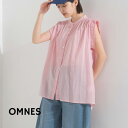 \OPEN記念クーポンで30%OFF/【OMNES】コットンボイル 袖プリーツノースリーブシャツ レディース タックブラウス フリーサイズ カジュアル インド綿 フロントボタン 春夏 HAPTIC ハプティック(4)
